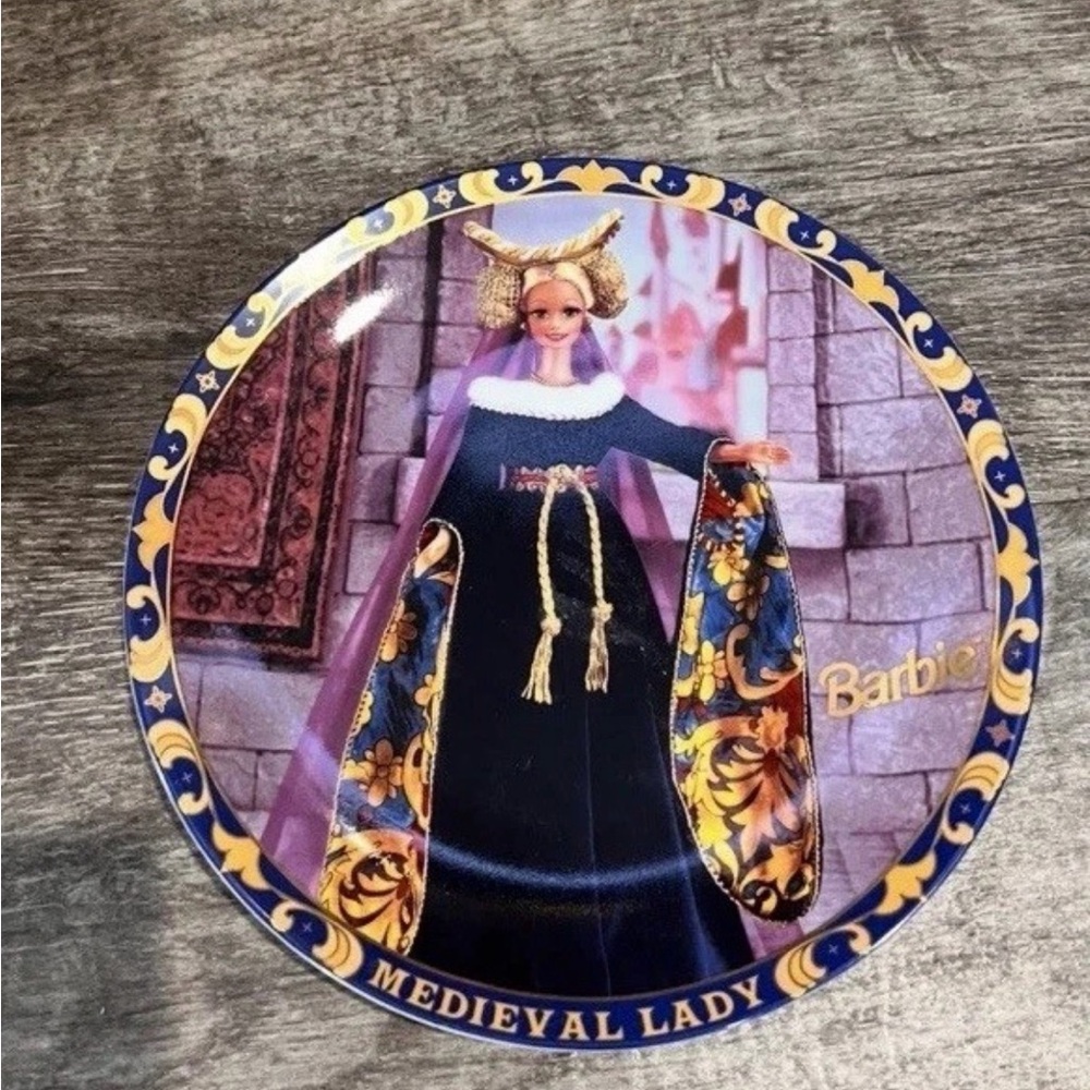 Barbie Medieval Lady Plate with Blue and Gold Accents